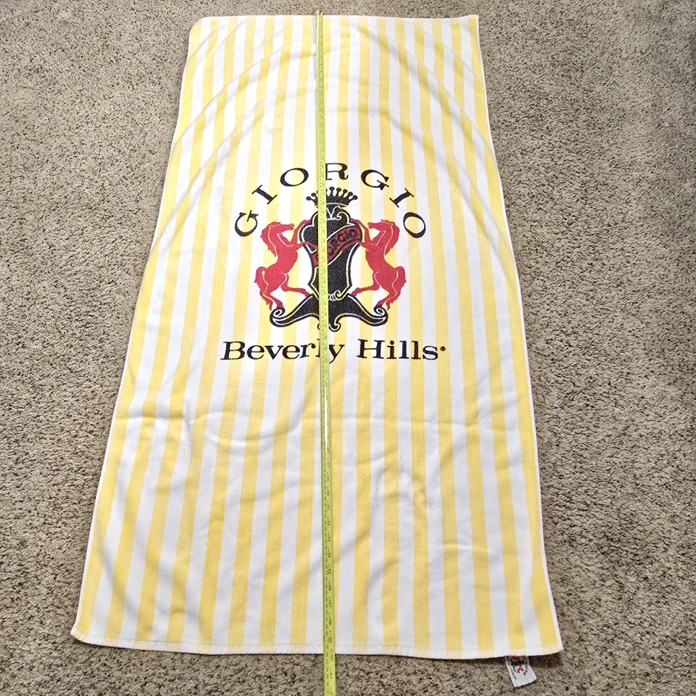 Vintage 80's Giorgio Beverly Hills Yellow Striped Beach Towel
